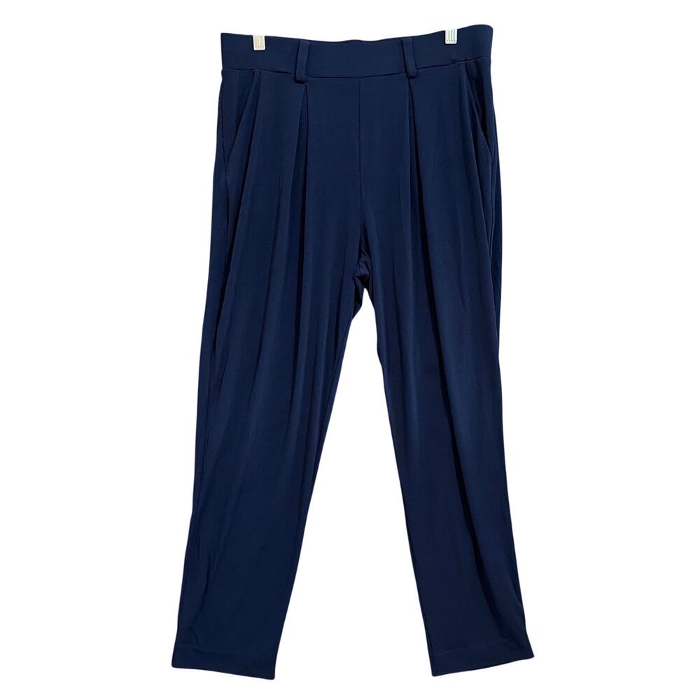 Express Womens Pants Blue Pull On High Rise Flowy Relaxed Ankle Stretch Medium